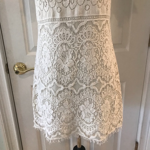 Free People Ivory Eyelash Lace Shift Mini Dress 4 - Picture 4 of 9